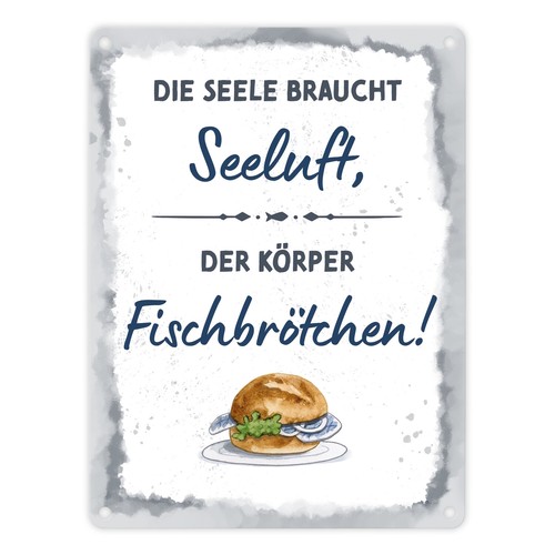 Fischbrötchen metallschild - metallschild, in