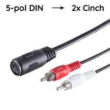 5 pol DIN Buchse zu 2x Cinch Stecker Adapter Dioden Stereo Audio Kabel 0,2m