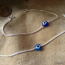 1 Armband mit Glücksauge in 925er Silber, Nazar, Farbe & Länge wählbar