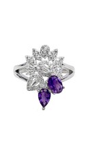 925 Sterling Silber Ring Birne Amethydt 6x4mm Natur Edelstein Schmuck