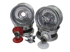 Speichenfelgen Satz 8 x 17 Zoll Lowrider Oldtimer Chrom Knock Off Felgen Daytons