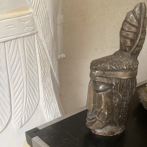Skulptur kopf motiv stein grau - skulptur,