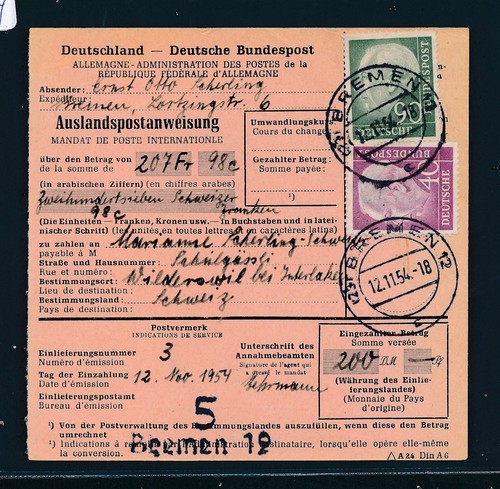 114124 auslandspostanweisung - 114124),