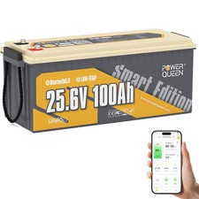 Power Queen 24V 100Ah Bluetooth LiFePO4 Batterie mit Low-Temp Schutz für Solar