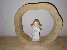 Baumscheibe Eiche Massiv Handmade Unikat mit Engel Weihnachten Dekoration Holz