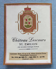 altes Weinetikett Musteretikett Etikett Label Chateau Lescours Illert geprägt
