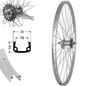 28 Zoll Hinterrad Rücktrittbremse 1 Gang Laufrad mit Bremse Aluminium silber 28"