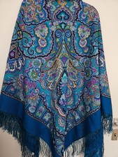 Pavlovo Posad original russischer Schal, 100% Wolle, 146x146cm 