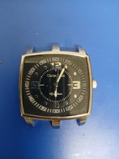 CHARLES DELON 4201G Quadrat LEDER Quarz silber