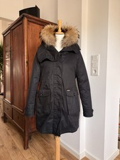 Woolrich Damen Parka Jacke, Größe L, Blau Navi mit Fell