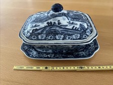 Antike Porzellanschale Chinesisches Export Blau Weiß Porzellan mit Deckel