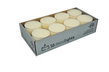 16 Maxi Teelichter Acryl Cup Creme transparente Hülle Wenzel Kerzen