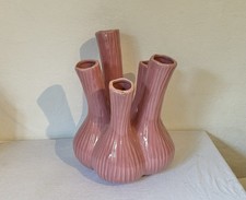 Vase Tulpenvase Keramik Rosa 5 Röhrchen Dekoration Höhe ca. 33,5 cm