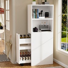 Kommode mit 2 Schubladen Stufenregal Aktenregal Schmaler Wohnzimmer schrank Weiß