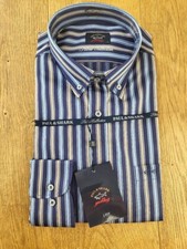 PAUL & SHARK Yachting Herren Hemd Langarm mehrfarbig gestreift Größe 40 Neu!