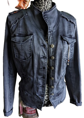 Red button jeansjacke blau - red,
