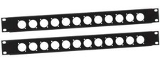 2 x ADAM HALL 1 HE U Rackblende, vorgebohrt 12 x XLR D Typ Frontplatte Rackpanel