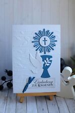 3d Einladungskarten Konfirmation Kommunion Taufe  dunkel Blau