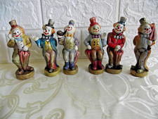 Clownfiguren 6 Stück aus Ton,farblich gestaltet,dekorativ,ca 12 cm hoch,hohl