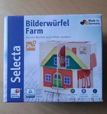 Selecta Kleinkindwelt Holz Kinder Würfel Puzzle Farm 62052 4 Teile
