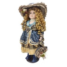 Topline Austria handgemachte Porzellanpuppe Perlenlady Vintage 50cm Sammlerpuppe