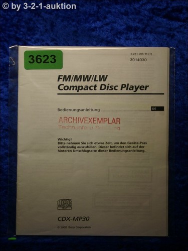 Sony bedienungsanleitung cdx - bedienungsanleitung,