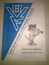 1959 Ersatzteilliste BVF Vergaser CF 36 / Oldtimer Wolga GAS Pobjeda EMW