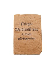 Verleihungstüte zum Kriegsverdienstkreuz 2. Klasse - KVK - 2. Weltkrieg