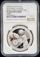 MDS CHINA PANDA 2016 "BERLIN WORLD MONEY FAIR - WMF 2016" NGC PF 68, SILBER