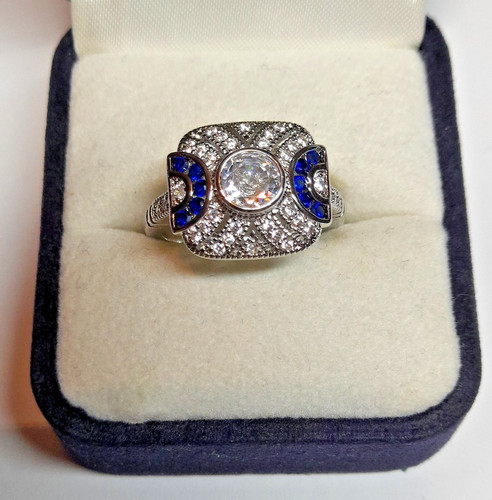 Art deco ring eckig zirkonia - deco,