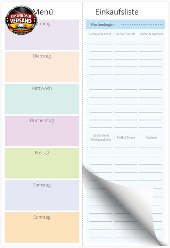 Kochplaner mit einkaufsliste - kochplaner,