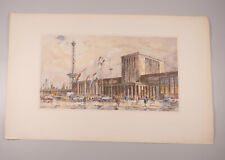 Radierung Horst Miesler coloriert Messe Berlin Funkturm um 1970