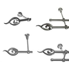 Gardinenstange Edelstahl Look 16mm Wand- Deckenträger o- Zusatzlauf - Flamme E24