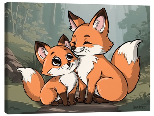 Leinwandbild fuchs pärchen - leinwandbild,