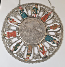 seht großes Zinn Bild Relief Wandbild Kühn Zinn Handbemalt Stadt Bamberg RARITÄT