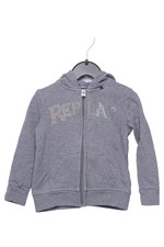 REPLAY Sweatjacke Kinder Grau Gr. 86 Baumwolle Reißverschluss Logo Glitzer