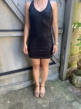 Vero Moda Mini Kleid Pailletten Tunika Top Shirt Boho Hippie zu Stiefeln Gr. S