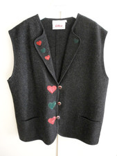 Trachtenweste 'Litza Bavarian' Schurwolle,schwarz m.Herzapplikation,Gr.46,getr.