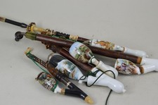 4.KONVOLUT SEHR ALTER TABAK PFEIFEN - PORZELLANKOPF PFEIFEN - 1 ANISCHT ANDENKEN