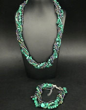 2-TLG SET: KETTE & ARMBAND MIT MALACHIT & KRISTALLEN SCHMUCKJAGD