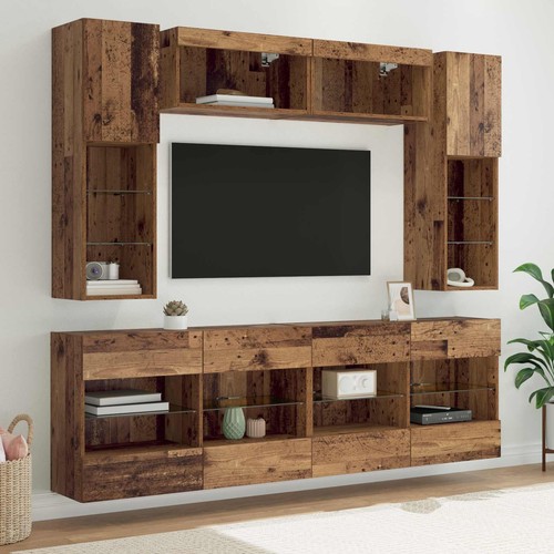 Wohnwand mit led anbauwand - tv,