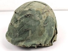 U.S. Army, Vietnam war paratrooper helmet. Mitchell cover dated 1967, uncleaned