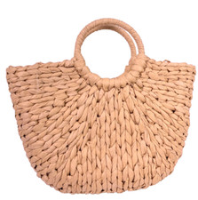 Nümph Korbtasche beige geflochten Wasserhyazinthe mit Innenfutter Strand  B149