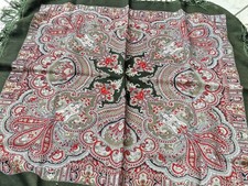 Trachtentuch Dirndl Tuch Fransentuch Handdruck 100% Wolle Kaschmir Schultertuch