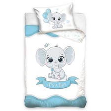 Babybettwäsche Junge Elefant blau – It's a Boy 100x135cm 40x60cm Baumwolle