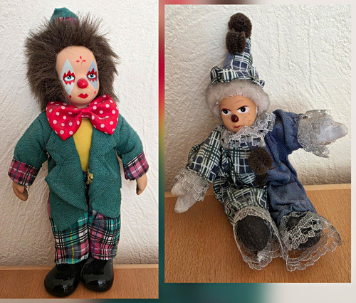 Clown pierrot stoffpuppe - 2x, clown/pierrot