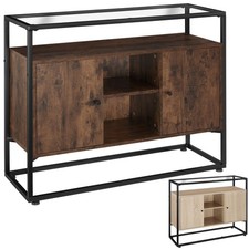 Sideboard Beistellschrank Küchenschrank mit Glasoberfläche Holz Metall Industrie