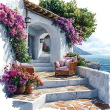 Wandbild Terrasse Meer