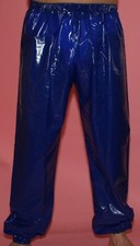 PVC Jogging Regen Hose Gummihose blau glänzend