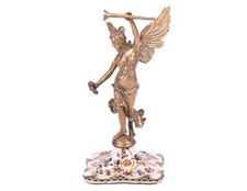 Luxus Engel aus Messing auf Porzellan Sockel Skulptur Figur Antik Rokoko Stil